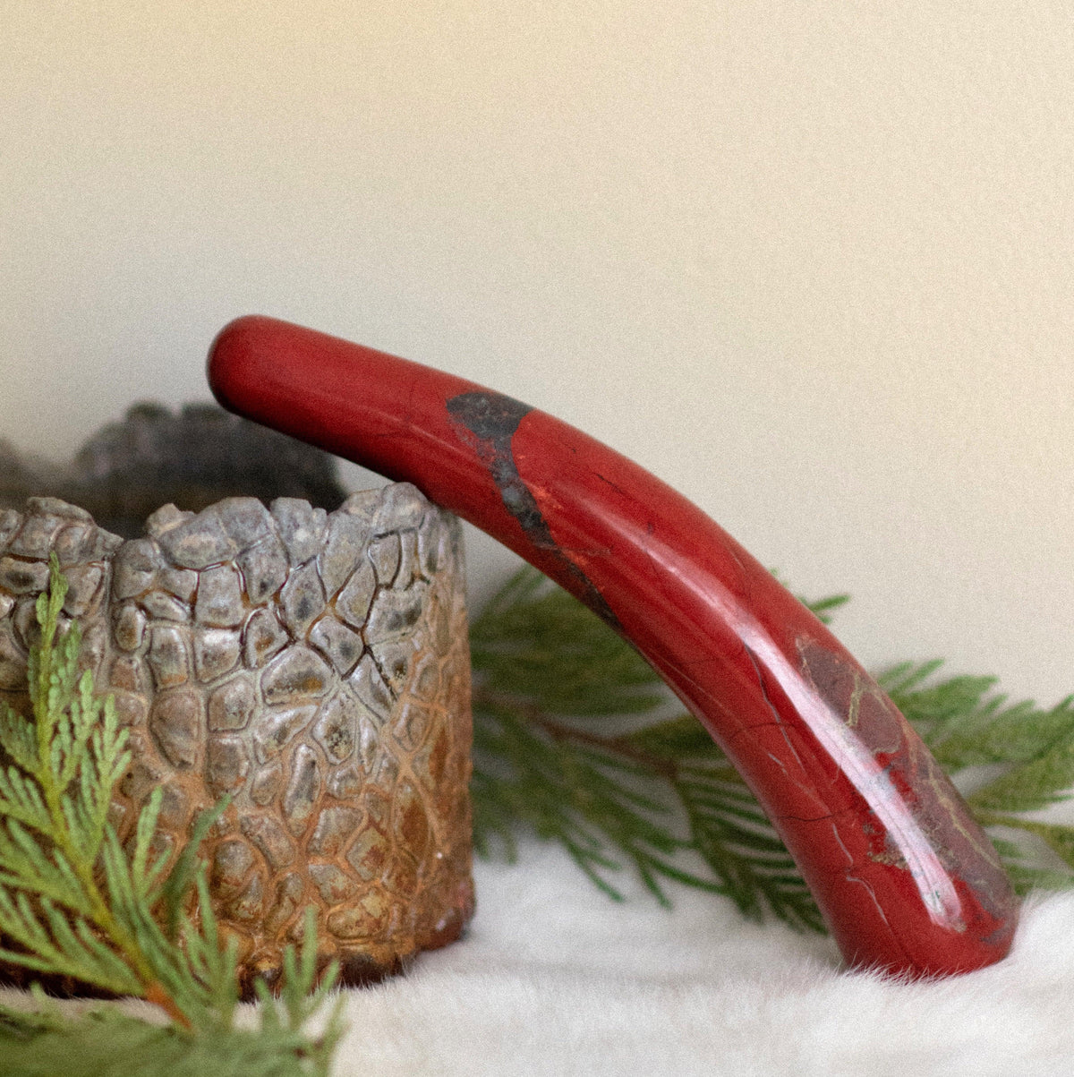 Red Jasper Curve Crystal Pleasure Wand for unconditional love and power